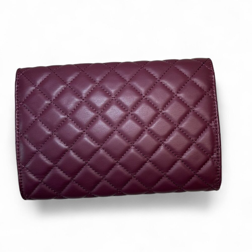 Badgley Mischka Diamond Quilt Convertible Crossbody - Plum/Burgundy - Picture 2 of 16